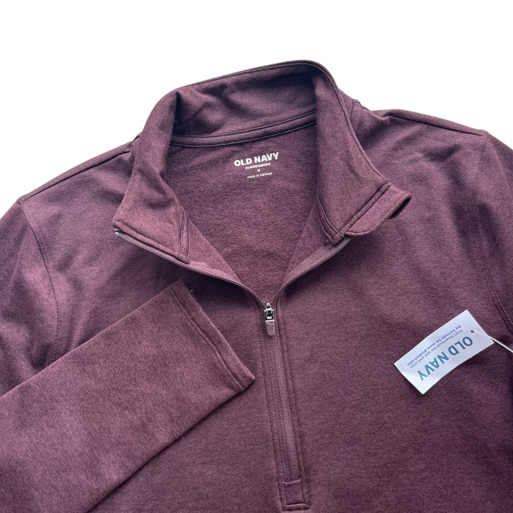 Old Navy Women S Purple Burgundy Heather Crop Cloudcomfy 1/4 Zip Pullover Sporty